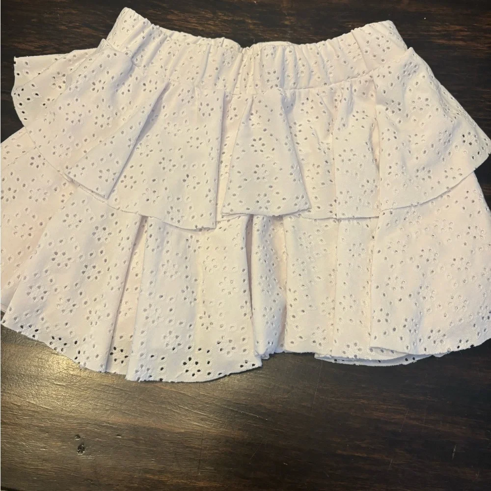 Cheryl Creations Charming White Eyelet Kids Skirt- size medium/10